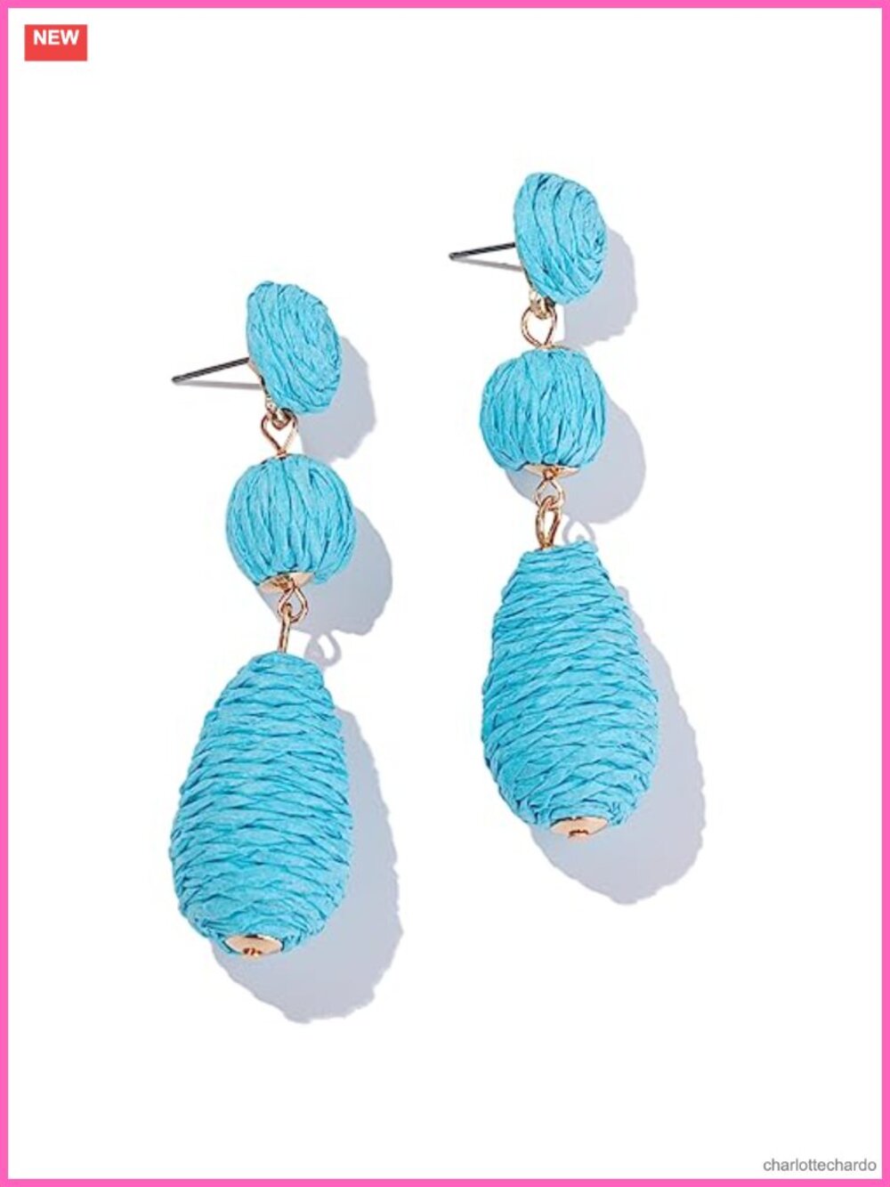 Raffia Teardrop Dangle Drop Statement Earrings Boho Jewelry